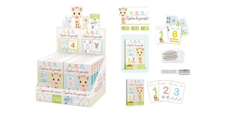 Jeux de cartes Sophie la Girafe Les jeux de cartes Sophie la Girafe sont fabriqués chez France Cartes
